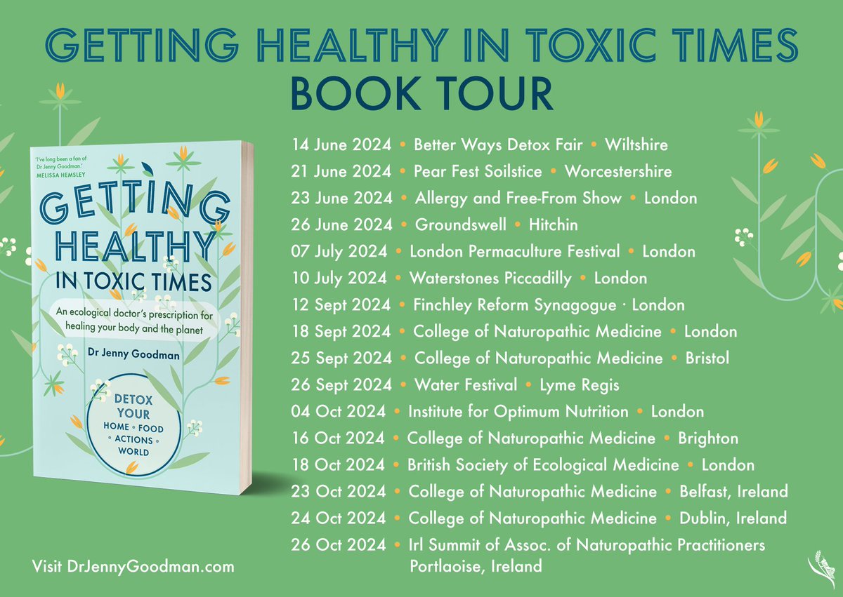 We're excited to share <a href="/drjennygoodman/">Dr Jenny Goodman</a>'s GETTING HEALTHY IN TOXIC TIMES #booktour! Jenny will be touring around the UK and Ireland, be sure to check out her upcoming events! <a href="/ReadMaxwellCom/">Read Maxwell Communications</a>
