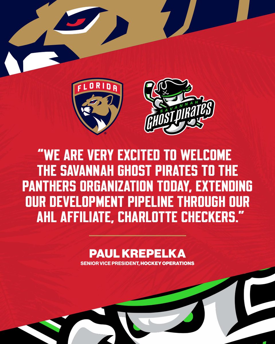 It’s Time to Haunt! 👻

We have entered a multi-year affiliation agreement with the <a href="/SavGhostPirates/">Savannah Ghost Pirates</a> to serve as our @echl affiliate.

📝 » flapanthers.co/sav6-17