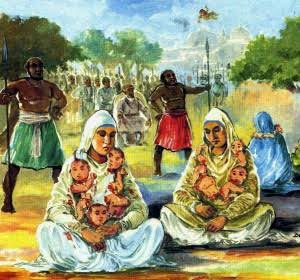 In 1752 in Lahore, the Muslim governor told the captured Sikh mothers to convert to Islam or have their infant children tortured and killed. 

For those who refused, 300 infant Sikh children were slaughtered and their inner organs and heads were fashioned as garlands about their