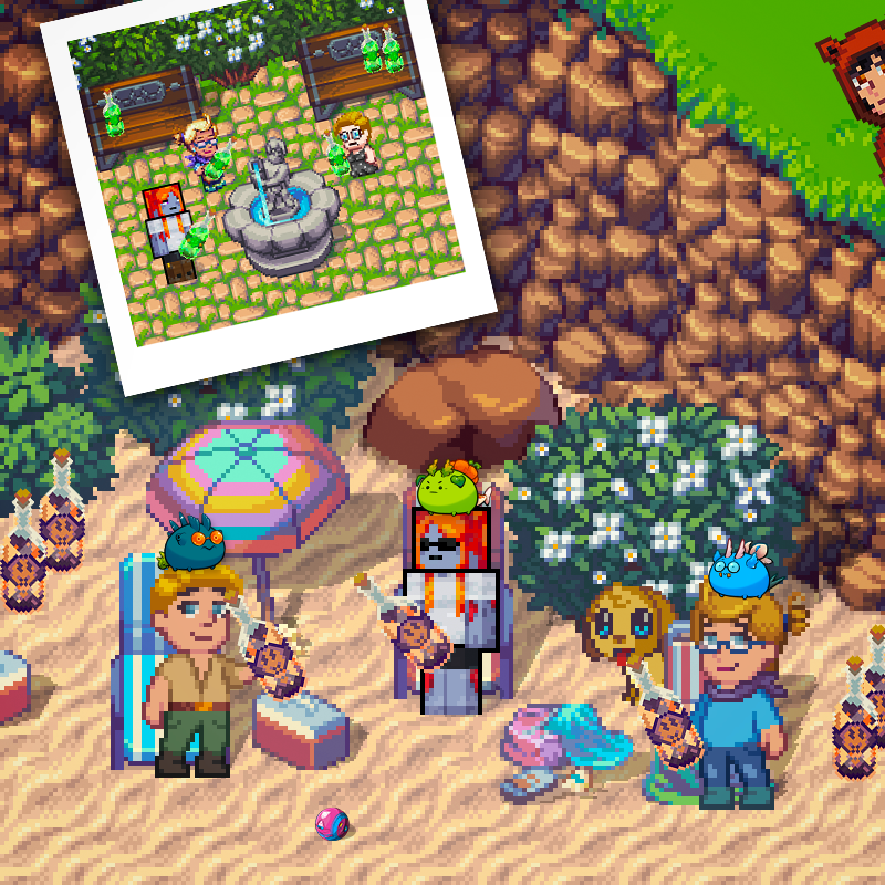 zombinaaaaa's tweet photo. HAPPY MONDAY 🥰 from @pixels_online

CHAPTER 1 vs CHAPTER 2 📸

Having a lovely time with Karen, Margaret, my Axies and Doggo Winner today 🏖️🥂

BTW looks like we have a new friend 👀↗️ Can you guess her name? 🤔

#RoninMondaySelfie #AxieMondaySelfie #PixelsCreator https://t.co/R47k1lyFv5