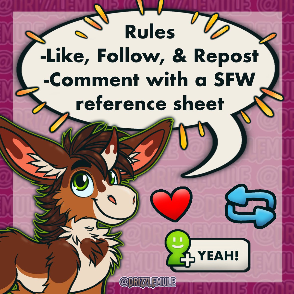 DrizzleMule's tweet photo. ❗️50 FOLLOWER RAFFLE❗️
(Close enough)

You can win a shaded art piece of your fursona!!! 

🎉RULES🎉
-Follow
-Like
-Repost  (quotes dont count)
-Send a SFW ref

ENDS IN 5 DAYS

#furryart #furryfandom #furryraffle #fursona #FURRY #furryartwork #furryartist #freeart #freefurryart https://t.co/3dwnyYNc9G