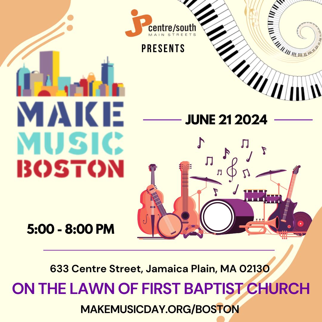 JP_CentreSouth's tweet photo. Fri Jun 21 in #jamaicaplain we have @makemusicbos on the lawn at First Baptist Church! 3 acts, 5-8pm, including @JPHonkBand #makemusicboston #freeconcert #outdoorconcert #livemusic https://t.co/EmQW9I5ecK