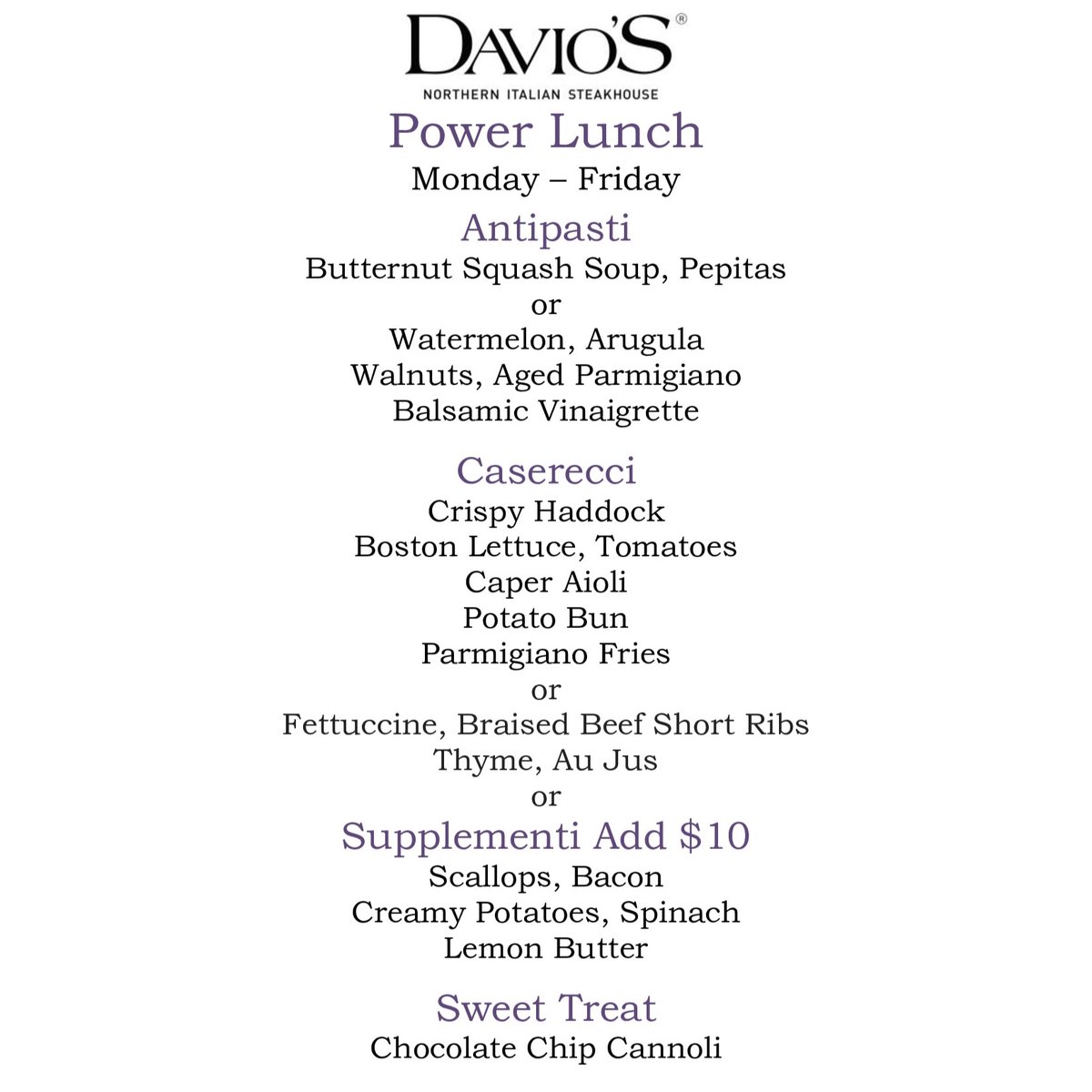 DaviosReston's tweet photo. 🍴✨ Join us for Davio's Power Lunch! Enjoy three courses for just $25 per guest! Monday - Friday 11:30 am - 3:00 pm. Menu changes weekly 💼🍽️
#DaviosPowerLunch #LunchGoals #GourmetDeal #FineDining #Reston @RestonStation #reston #lunch #powerlunch https://t.co/EHnE9TsRwY