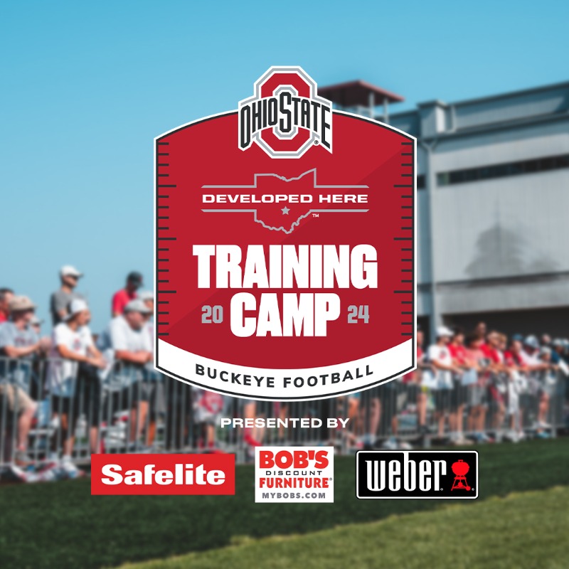 OhioStAthletics's tweet photo. 🏈 @OhioStateFB Training Camp Tickets are on Sale NOW! 

🗓️ August 1-4
🎟️ Only 750 tickets available

See you soon Buckeye Nation‼️ 🫵

@Safelite | @MyBobs | @WeberGrills