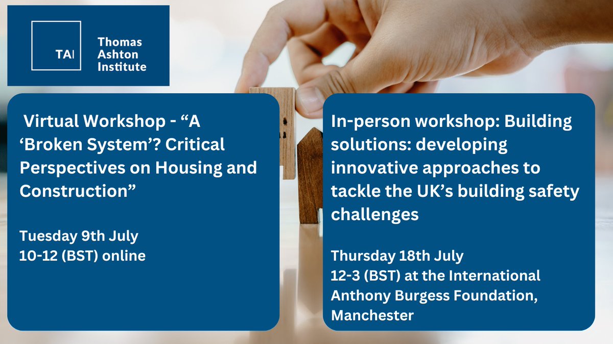 Thomas Ashton Institute for Risk & Regulation (@ashtoninstitute) on Twitter photo 1/3📢Join us at two exciting events in July as we delve into building safety issues in the UK...🏢🔍 1/3📢Join us at two exciting events in July as we delve into building safety issues in the UK...🏢🔍