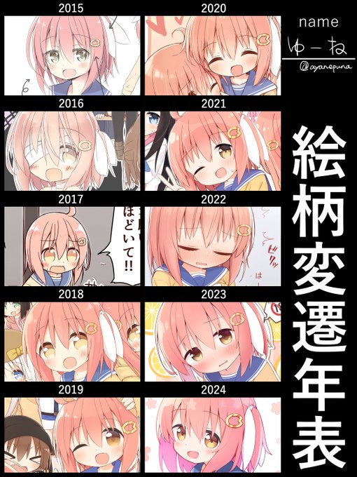 柚音ちゃんだけでやってみたよ#絵柄変遷移年表 