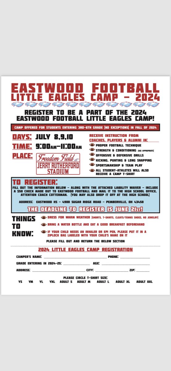 Get registration in this week and come join us in July! Email Coach C if you have questions!