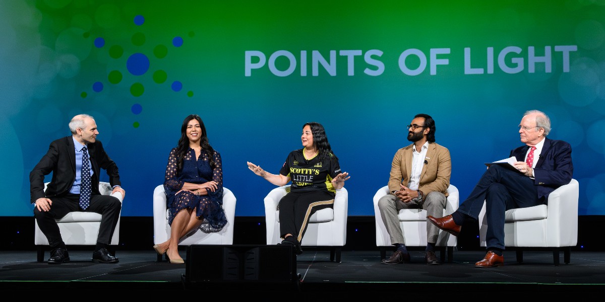 PointsofLight's tweet photo. From inspiring performances to heartwarming stories and special guests, the final day of the #PointsofLight24 Conference is best told through photos 📸✨ @jsirangelo @corporalscotty @bondheshamsinc @tutshouston https://t.co/BjTA80hScw