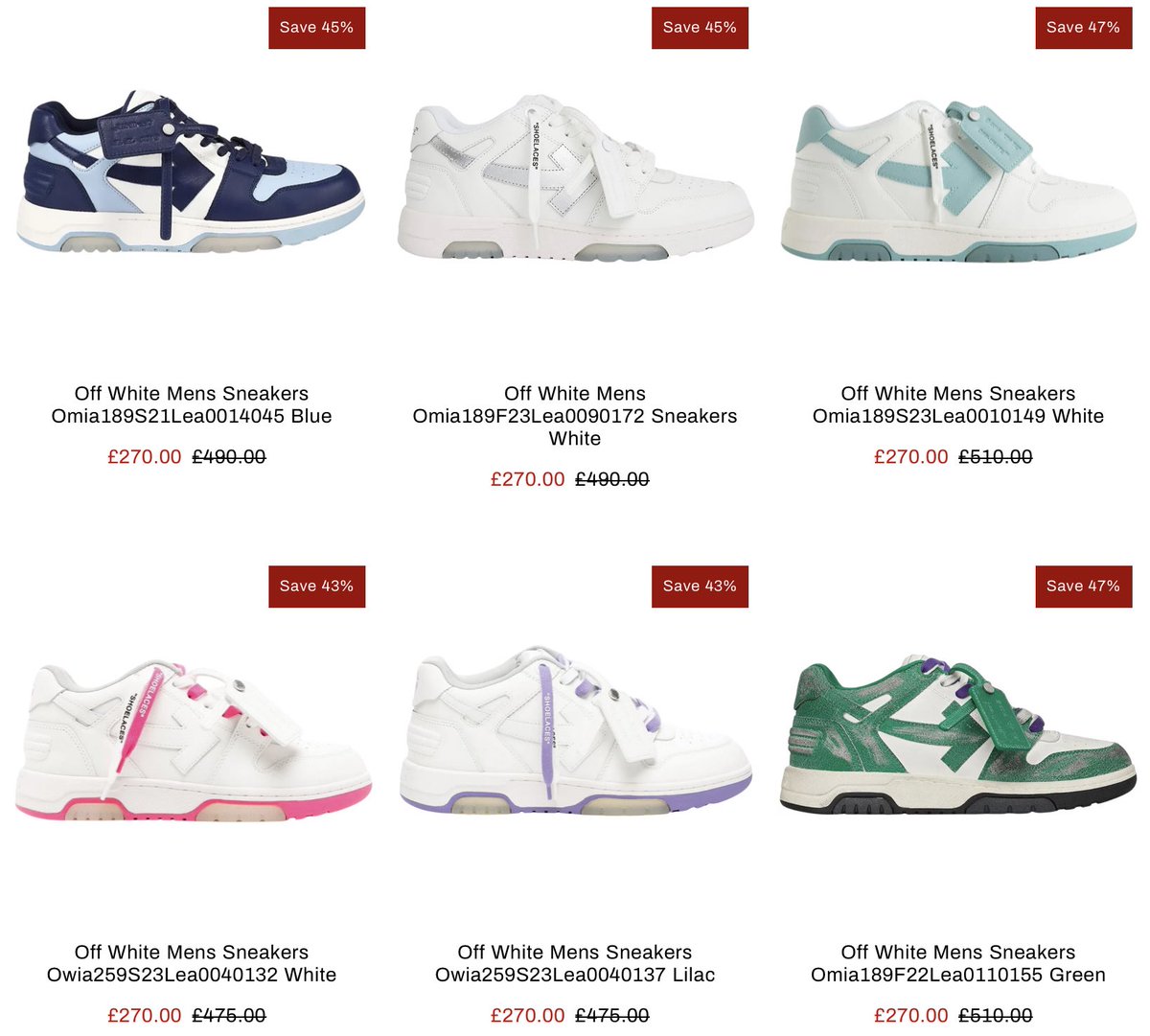 Off-White Footwear now with over 40% OFF + an Extra 10% Discount!

Ad: Code “SNEAKERGB10” here => bit.ly/3xn9YFy

Various UK3-12