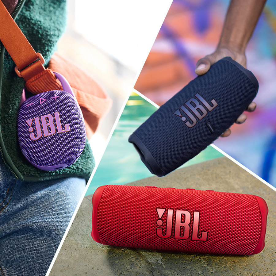AVComUK's tweet photo. Which JBL portable Bluetooth speaker will you take this summer? ☀️⛱ Clip 5 for portability, Flip for everyday use, and Charge 5 for great sound and 20-hour battery life! 

Clip 5 👉 https://t.co/B9M1PP6lE9
Flip 6 👉 https://t.co/kfHHi6QUqu
Charge 5 👉 https://t.co/N9t5NAW1tF https://t.co/vW7kS7q1HQ