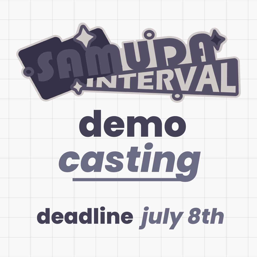We’re excited to announce our #castingcall for the Samuda Interval demo! 📻 The roles are UNPAID, but will receive revshare from sales of the game!

Deadline is July 8th at 9PM CST! We’ll announce the results on July 15th~

castingcall.club/projects/samud…