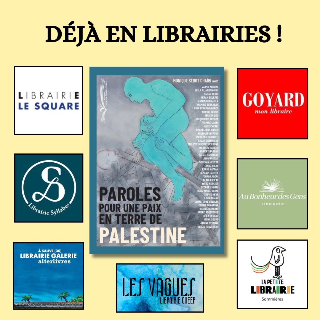 [NOUVELLE PARUTION] Nous tenons à remercier chaleureusement toutes ces librairies qui ont choisi de commander ce recueil collectif et de lui offrir une place dans leurs rayons. Votre soutien est précieux. Qu'il puisse contribuer à faire de la paix une réalité tangible.