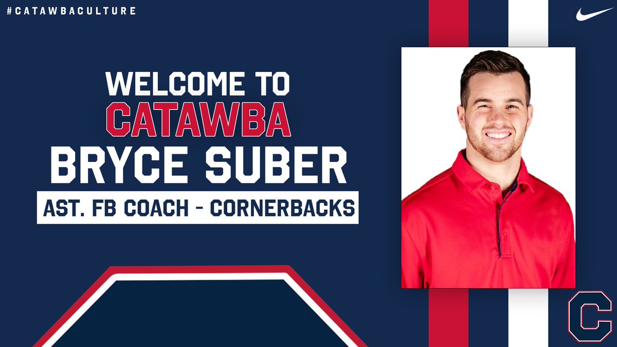 Welcome to Catawba, Bryce Suber!

He joins the <a href="/CatawbaFootball/">Catawba Football</a> staff after serving as the defensive coordinator for NPGAA national champion IMG Academy.

Release | bit.ly/3XsoGph

#BleedBlue | #CatawbaCulture
