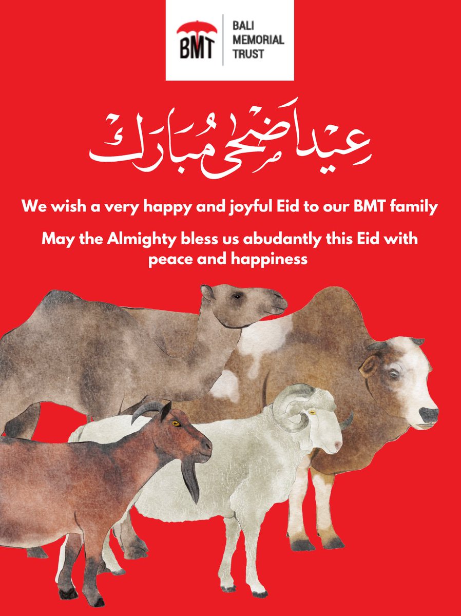 We wish a very happy and joyful Eid to our BMT family. May the Almighty bless us all abundantly with peace and happiness.

Eid Mubarak!

#balimemorialtrust #eiduladha #fastiveoccasion #qurbani