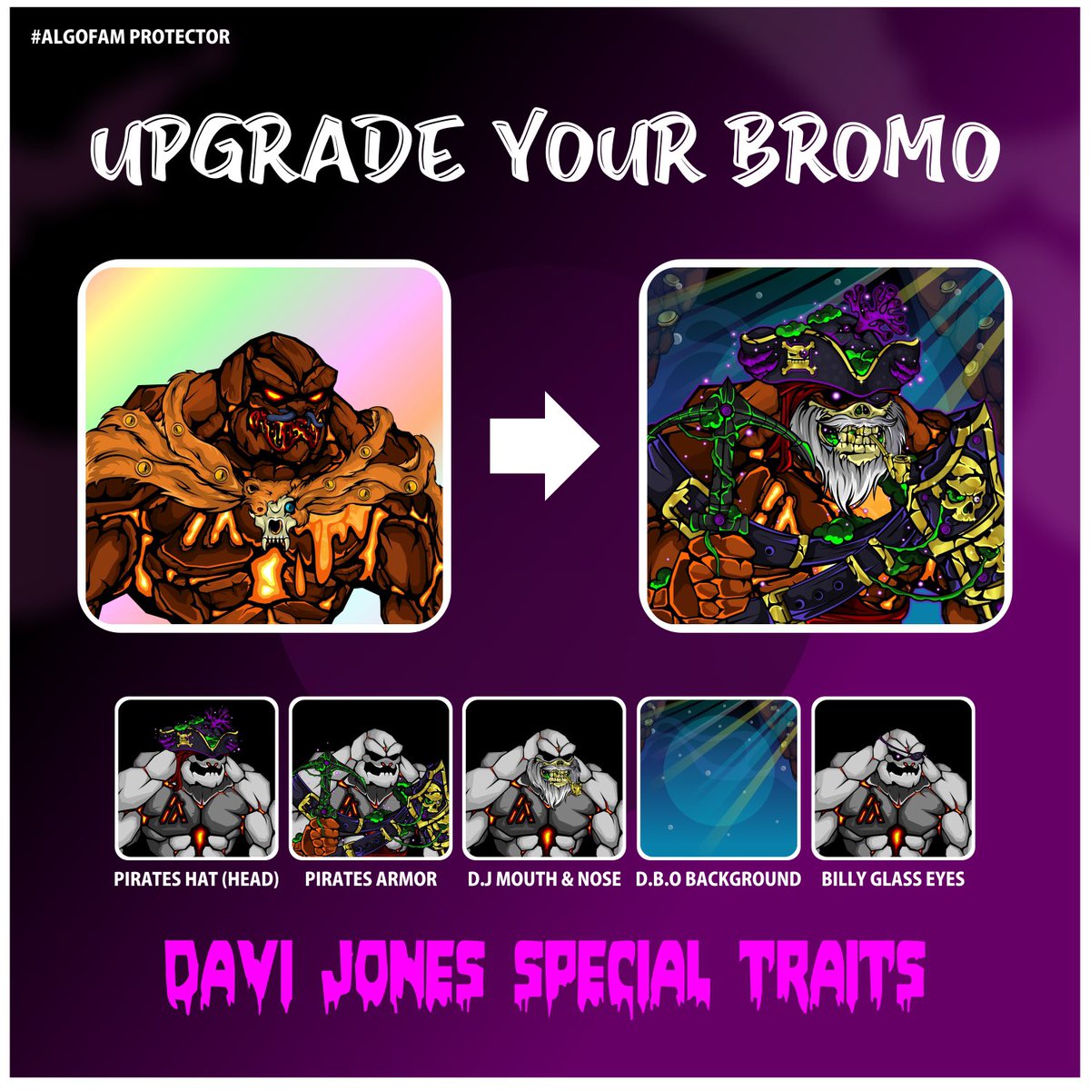 2 hours before the pixelgolem shuffle ends! And I just start new giveaway for Bromo holders (new traits) on ARGO server!

Will drop it tonight on <a href="/ALGOxNFT/">ALGOxNFT</a> after snail racing!
Have awesome new week #algofam ROCK ON!

#AlgorandNFTs #Algorand $ALGO #AlgorandNFT