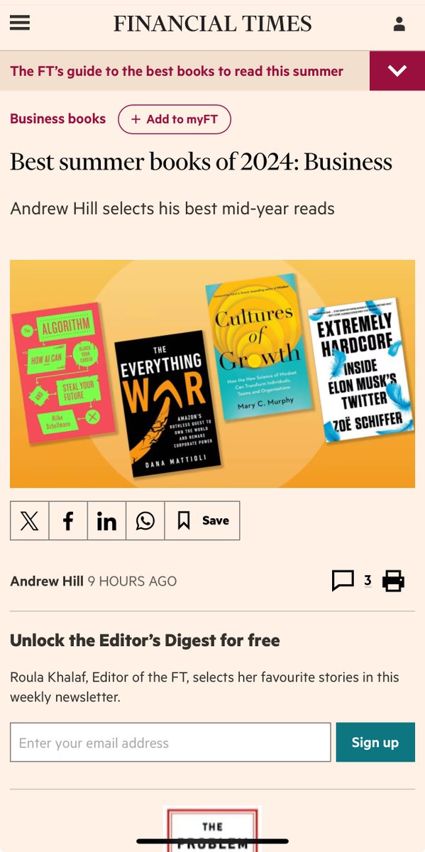 DanaMattioli's tweet image. Thank you @FinancialTimes for naming "The Everything War: Amazon's Ruthless Quest to Own the World and Remake Corporate Power" as one of your best summer business books!
ft.com/content/a54dc0…