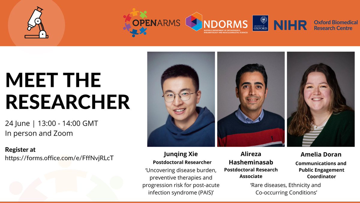 Planetary Health Informatics (PHI) (@phi_oxford) on Twitter photo 📢Interested in how we're using #realworldevidence to study #rarediseases across England? 
Join Ali and Amelia at Meet the Researcher on Monday 24th to hear some preliminary results of our rare diseases study in person or online <a href="/ndorms/">NDORMS</a> 
Register here: forms.office.com/e/FffNvjRLcT 📢Interested in how we're using #realworldevidence to study #rarediseases across England? 
Join Ali and Amelia at Meet the Researcher on Monday 24th to hear some preliminary results of our rare diseases study in person or online <a href="/ndorms/">NDORMS</a> 
Register here: forms.office.com/e/FffNvjRLcT