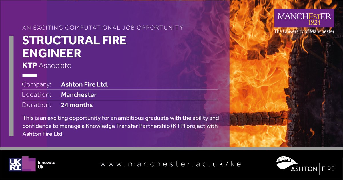 UoM Business Engagement and Knowledge Exchange (@uom_beke) on Twitter photo This is an exciting opportunity at <a href="/OfficialUoM/">The University of Manchester</a> for an ambitious graduate with the ability and confidence to manage a Knowledge Transfer Partnership (KTP) project with Ashton Fire Ltd.
Details: shorturl.at/9SaAD
<a href="/UKRI_News/">UK Research and Innovation</a> | #KTP This is an exciting opportunity at <a href="/OfficialUoM/">The University of Manchester</a> for an ambitious graduate with the ability and confidence to manage a Knowledge Transfer Partnership (KTP) project with Ashton Fire Ltd.
Details: shorturl.at/9SaAD
<a href="/UKRI_News/">UK Research and Innovation</a> | #KTP