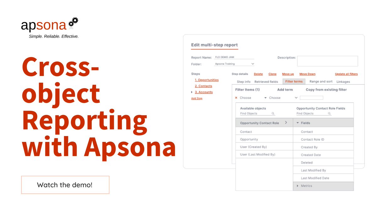 apsona4sfdc's tweet image. Unlock the power of cross-object reporting with Apsona! 🚀 Join our weekly Wednesday demos to see how we make cross-object reporting a breeze for Salesforce Admins. bit.ly/apsonareporting
#salesforceadmin #salesforcereporting