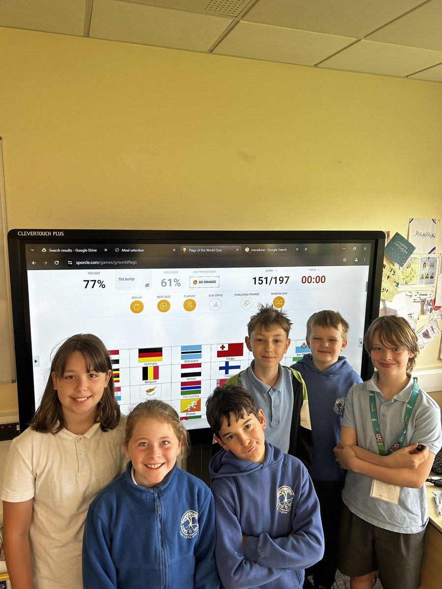 We beat our high score on our ‘Name the Flag’ quiz 151! Amazing effort <a href="/CoedGlas/">Coed Glas Primary</a>