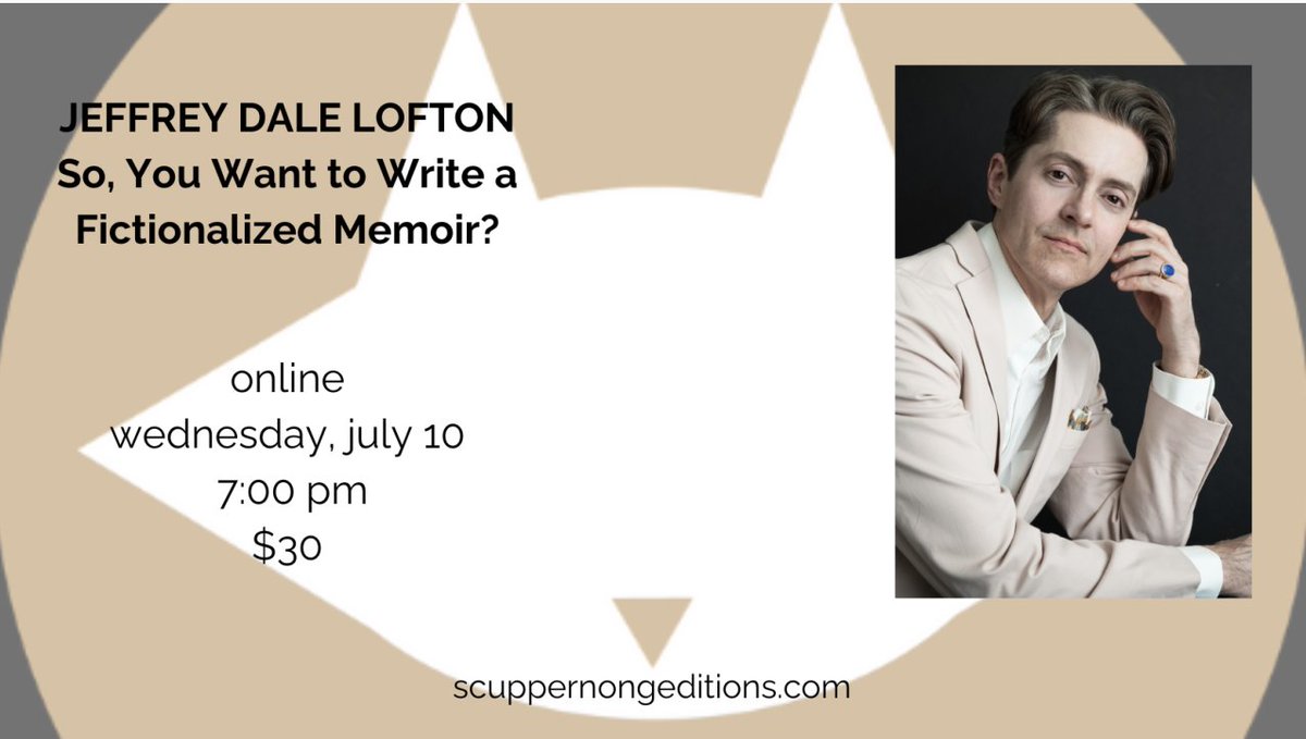 Want to write a memoir but be more creative with the facts than the form allows? Join <a href="/JeffreyDLofton/">Jeffrey Dale Lofton (on BlueSky as JeffreyDLofton)</a>  (RED CLAY SUZIE) online as he shows you how to craft a fictionalized memoir. More info at our website.