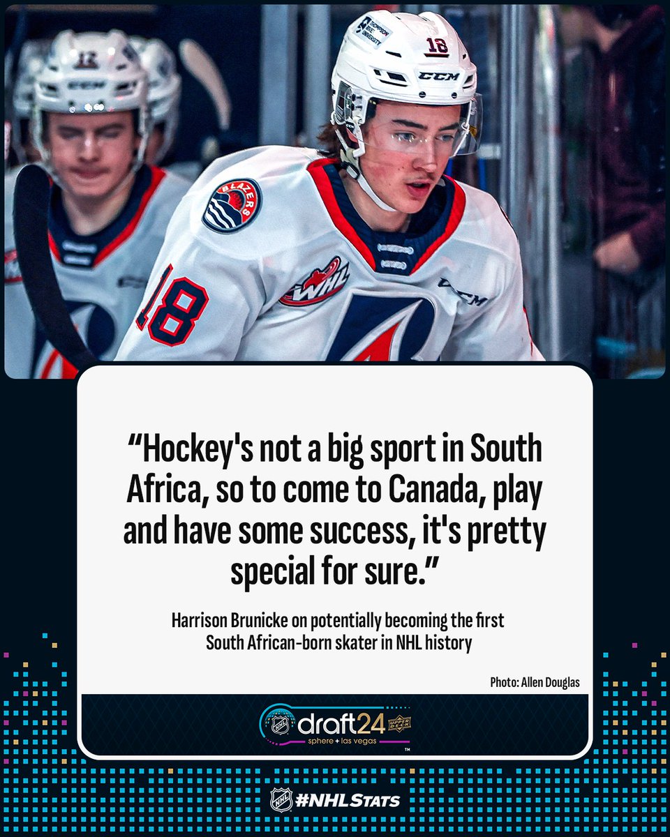 Harrison Brunicke, born in Johannesburg, South Africa, has a chance to join goaltender Olie Kolzig as the only South African-born players to play in the League. #NHLDraft

Read more: nhl.com/news/topic/nhl…
