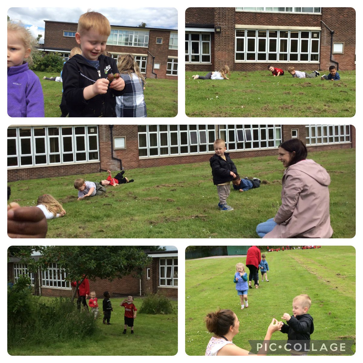 Redscope_EY's tweet photo. The children had great  fun this afternoon on the school field! We met our friends from Clever Kittens, made a very tall pile of grass and had a closer look at some daisies and the fruit on the trees 🍃🌸🌼 We did lots of running, rolling and moving our bodies 🤩 @RedscopeSchool https://t.co/DVOGOSbfGI
