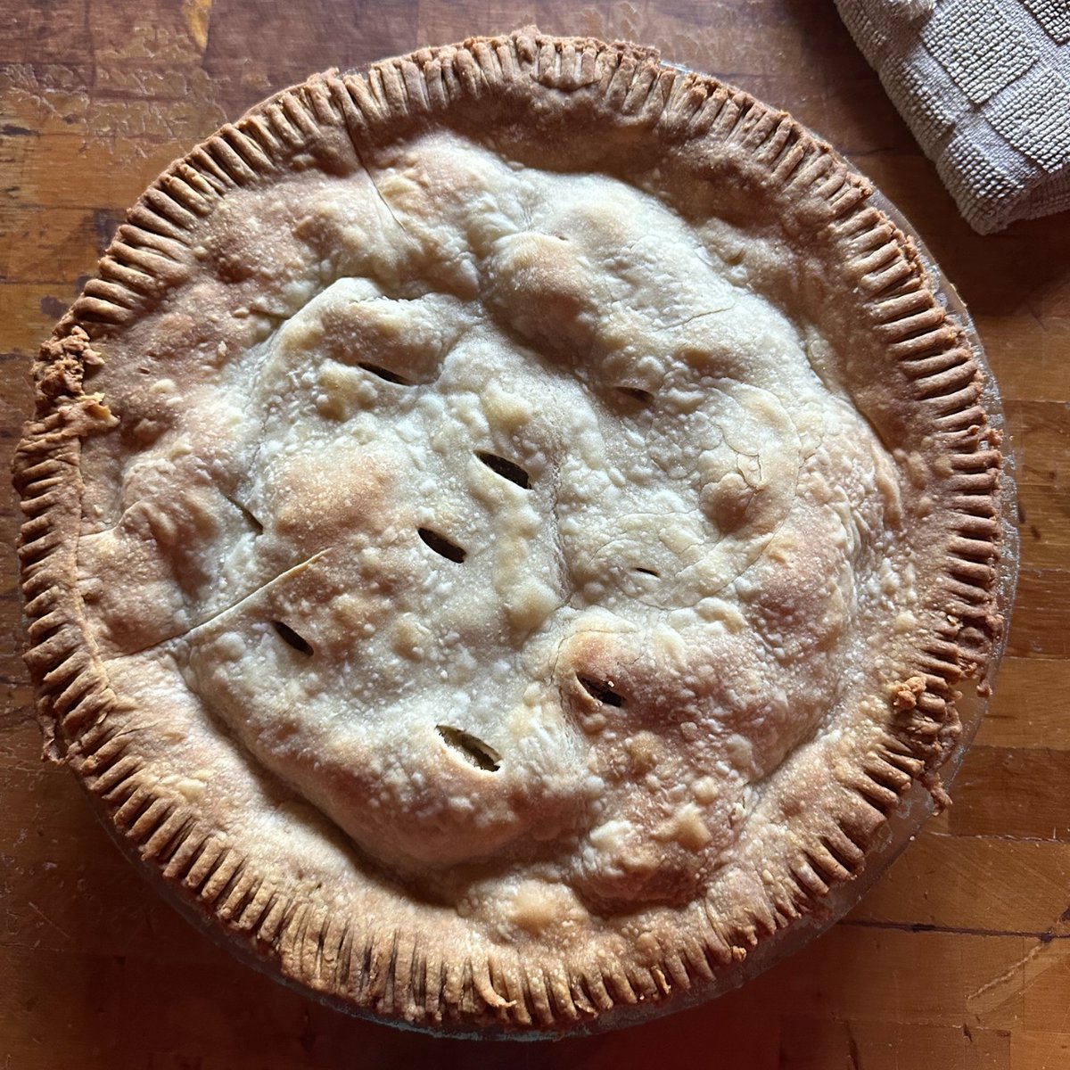 How many rhubarb pies are too many? The family has never known. It's gone in less than 24 hours and they want another one. THIS is why I have bags of rhubarb in the freezer.