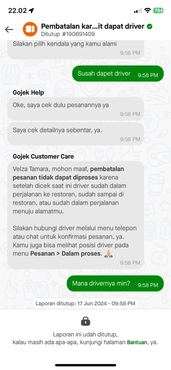 vforvtama's tweet photo. @gojekindonesia @TimnasIndonesia Detail info tidak valid, sampai temen saya nyamperin ke pihak resto buat ngecancel. Hampir sejam nungguin, gaada progress sama sekali https://t.co/E2Ht5ptUc3