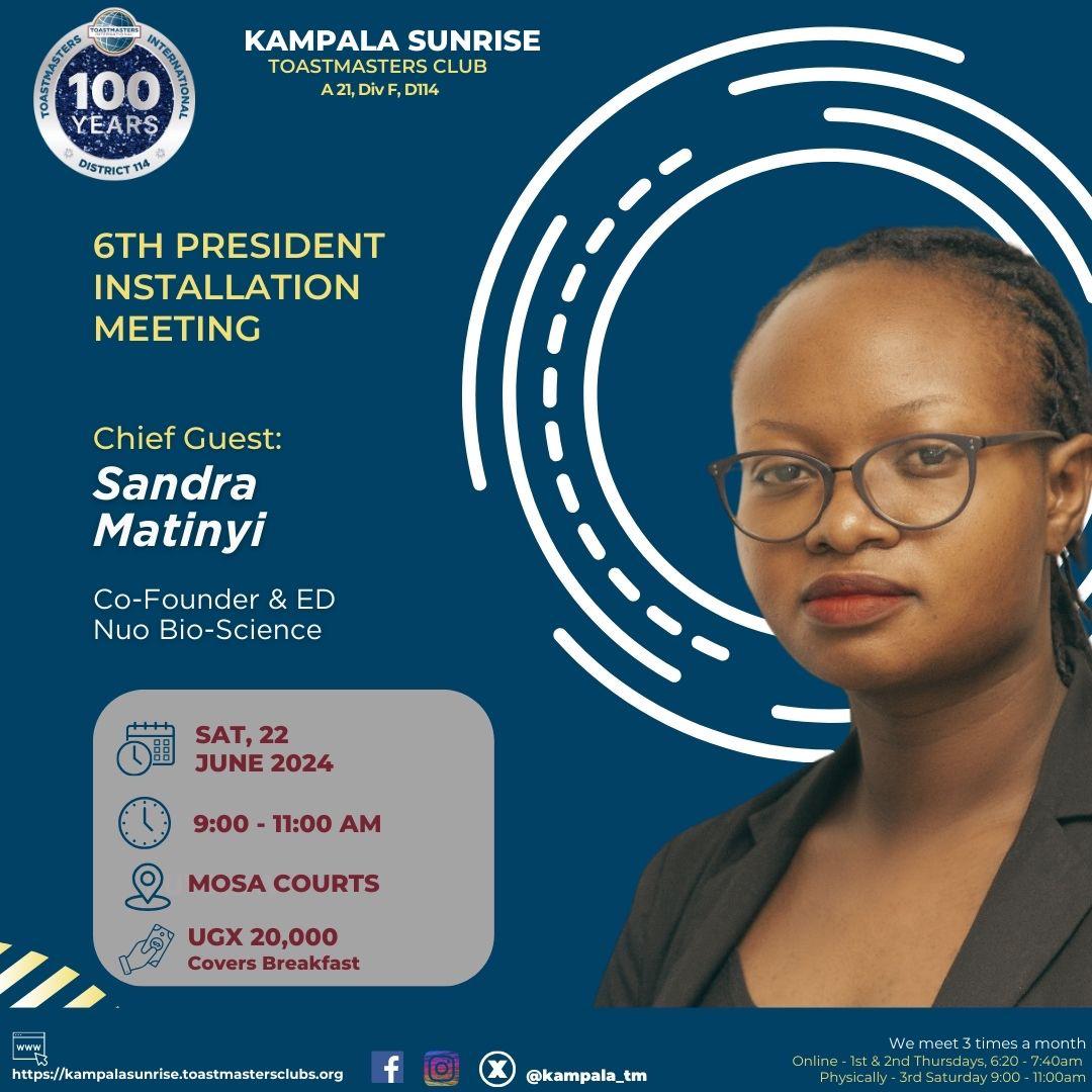 kampalasunrise's tweet photo. "The journey of a thousand miles begins with a single step." 🌟👣
Join us in celebrating a new beginning at our 6th  Installation Meeting! 🎉 In just 3 days, witness the passing of the torch 🔥 &amp; the dawn of a new era 🌅 in our club's leadership.

#Toastmasters #NewBeginnings https://t.co/j86Ae2n1b3