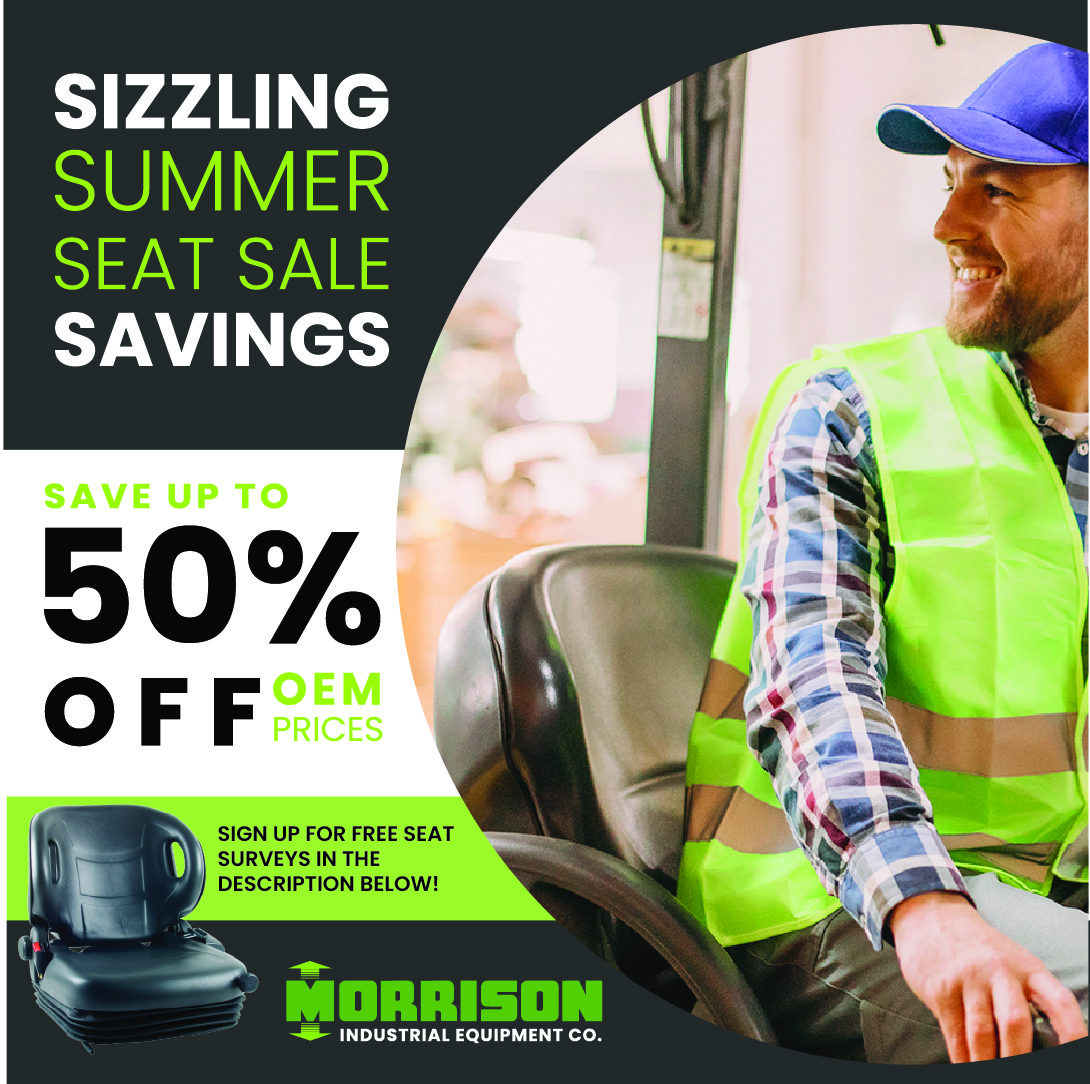 MorrisonInd's tweet photo. Our annual seat sale has begun!

Seats that are compressed, uneven, or ripped should be replaced. We offer FREE seat surveys.

You can sign up for a free no obligation seat survey, or to get a quote at https://t.co/46AIOH5Iop

#forklift #equipmentsale https://t.co/pOaCEdKuFl