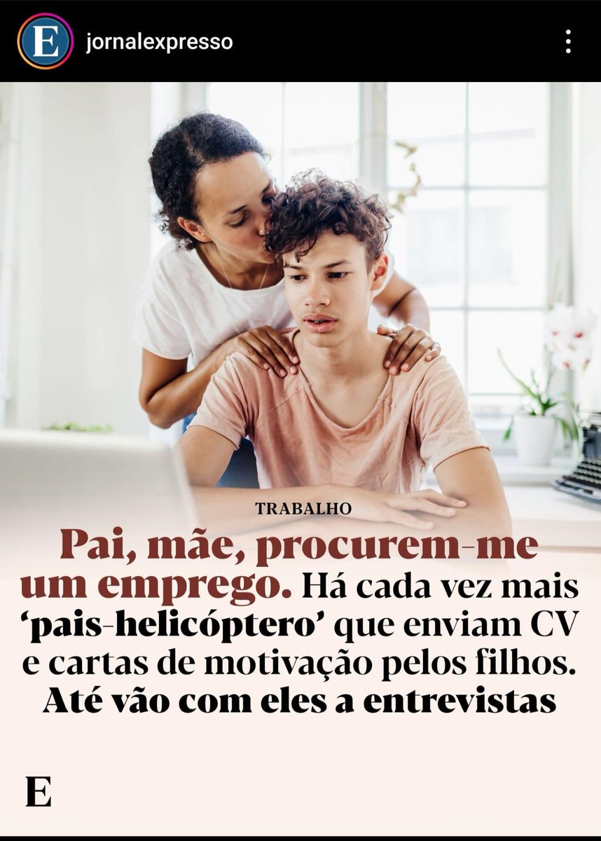 Já me aconteceu conduzir um processo de entrevistas em que um candidato veio com a mãe. Fiquei, confesso, imediatamente mal impressionada. Ainda na porta, comecei a fazer algumas perguntas simples ao candidato, às quais só a mãe me respondia. Ainda me meti com ele, em tom de 
1/2