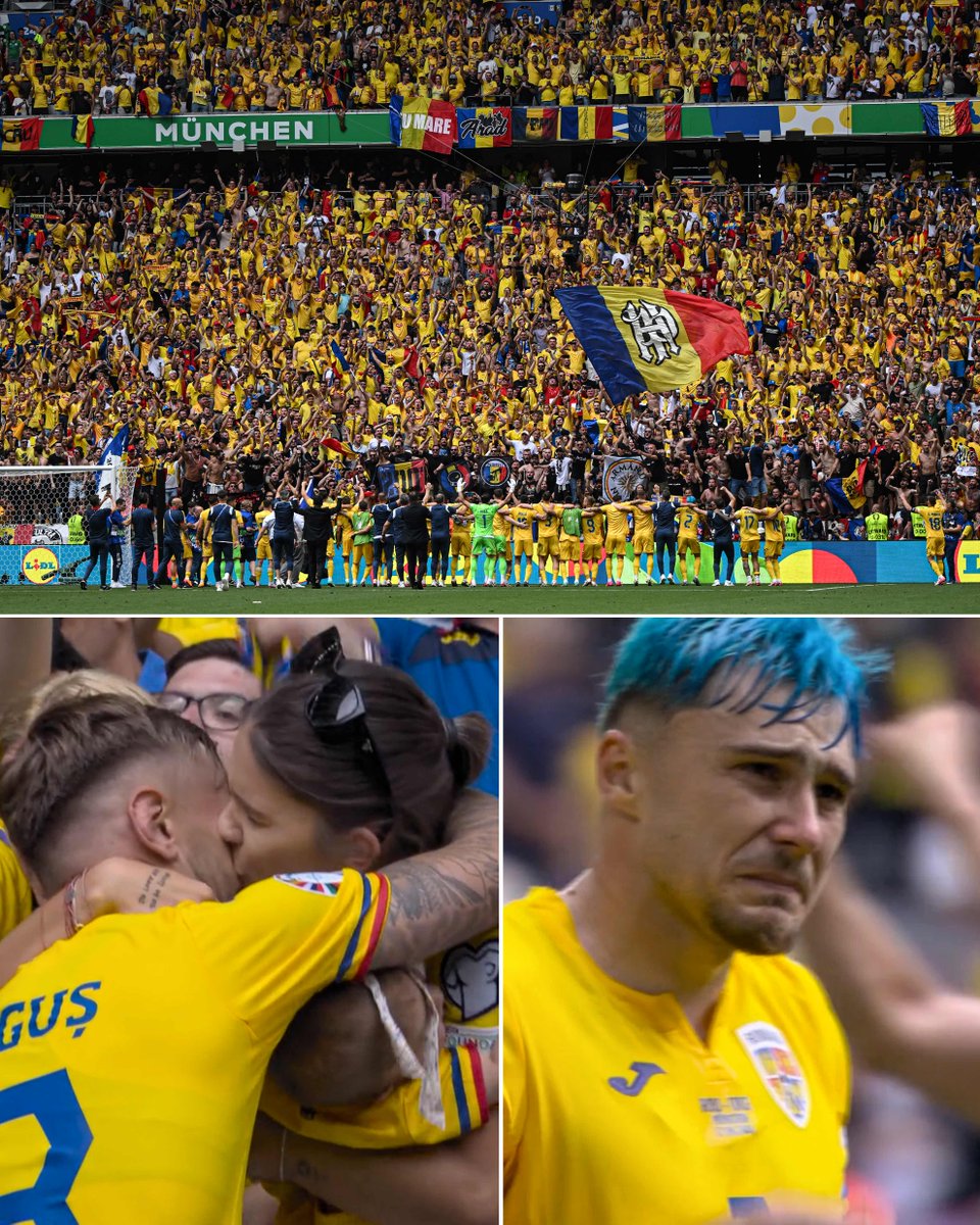 Beautiful scenes after Romania's first win at the Euros in 24 years 💛🇷🇴