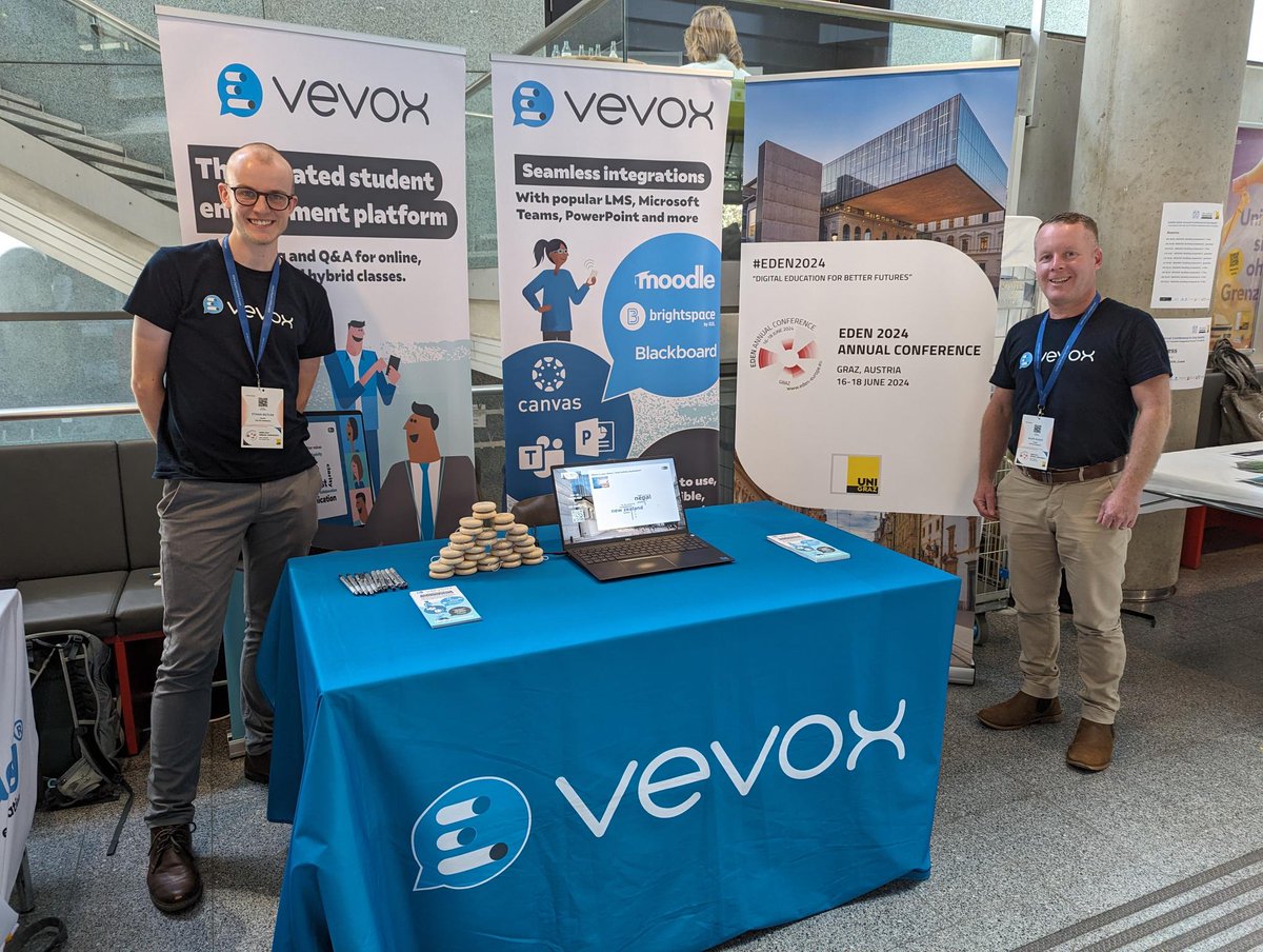 Vevox (@vevoxapp) on Twitter photo 📢 EDEN 2024 Annual Conference 📢
We're thrilled to be in attendance at this years EDEN Annual Conference held by <a href="/EDEN_DLE/">EDEN Digital Learning Europe</a> at the University of Graz in Austria!
Alan Duddy & Ethan Butler are in attendance from Vevox - say hi if you're there! 📢 EDEN 2024 Annual Conference 📢
We're thrilled to be in attendance at this years EDEN Annual Conference held by <a href="/EDEN_DLE/">EDEN Digital Learning Europe</a> at the University of Graz in Austria!
Alan Duddy & Ethan Butler are in attendance from Vevox - say hi if you're there!
