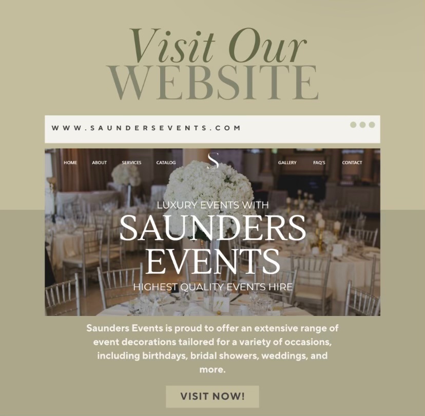 Discover all that Saunders Events has to offer! 
Visit our website today to explore our services

👉 saundersevents.com

From weddings to birthdays, corporate events to special celebrations, we're here to make your event unforgettable.

#SaundersEvents#VisitOurWebsite