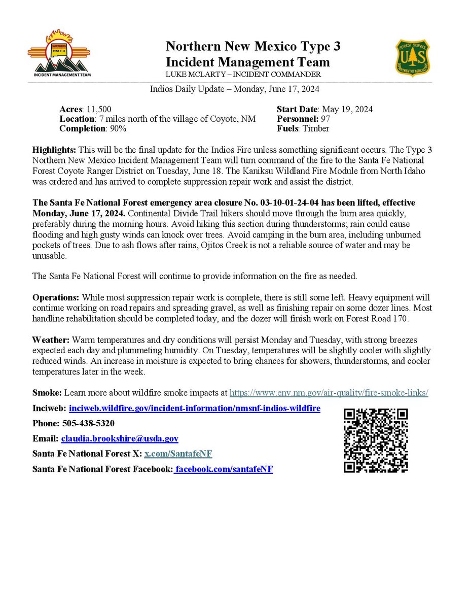 SantafeNF's tweet photo. #IndiosFire Daily Update 06/17/2024 https://t.co/bIvTvmfVjQ