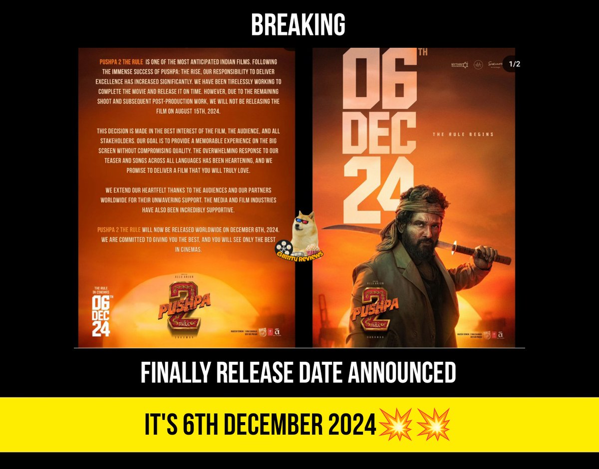 Chimtureviews's tweet photo. Finally hope this is the final release date and no more postponements.
.
#pushpa #pushpa2update #pushpa2 #pushpa2therule #alluarjunonline #alluarjuninsta #alluarjun #alluarjunfan #alluarjunfc #alluarjunfans #alluarjunfansclub https://t.co/zKtGnmHuxn
