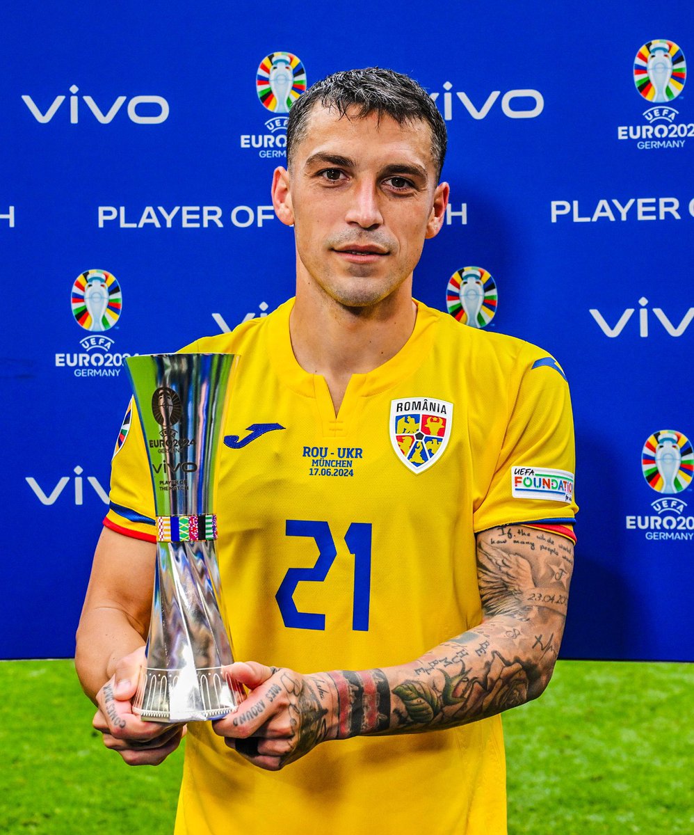 🥇🇷🇴 UEFA Player of the Match for Romania vs Ukriane: Nicolae Stanciu.
