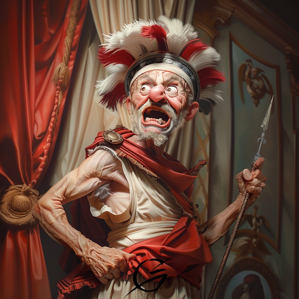g_art_official's tweet photo. When you’re trying to conquer the world but can’t even find your sandals. 😂🥴
#caricature #caricatures #caricatureartist #funnyfaces #comicalart #humorousportraits #historicalhumor #MondayMotivation #ancientLOL #RomanEmpireLaughs https://t.co/nxVZ5UUGUe