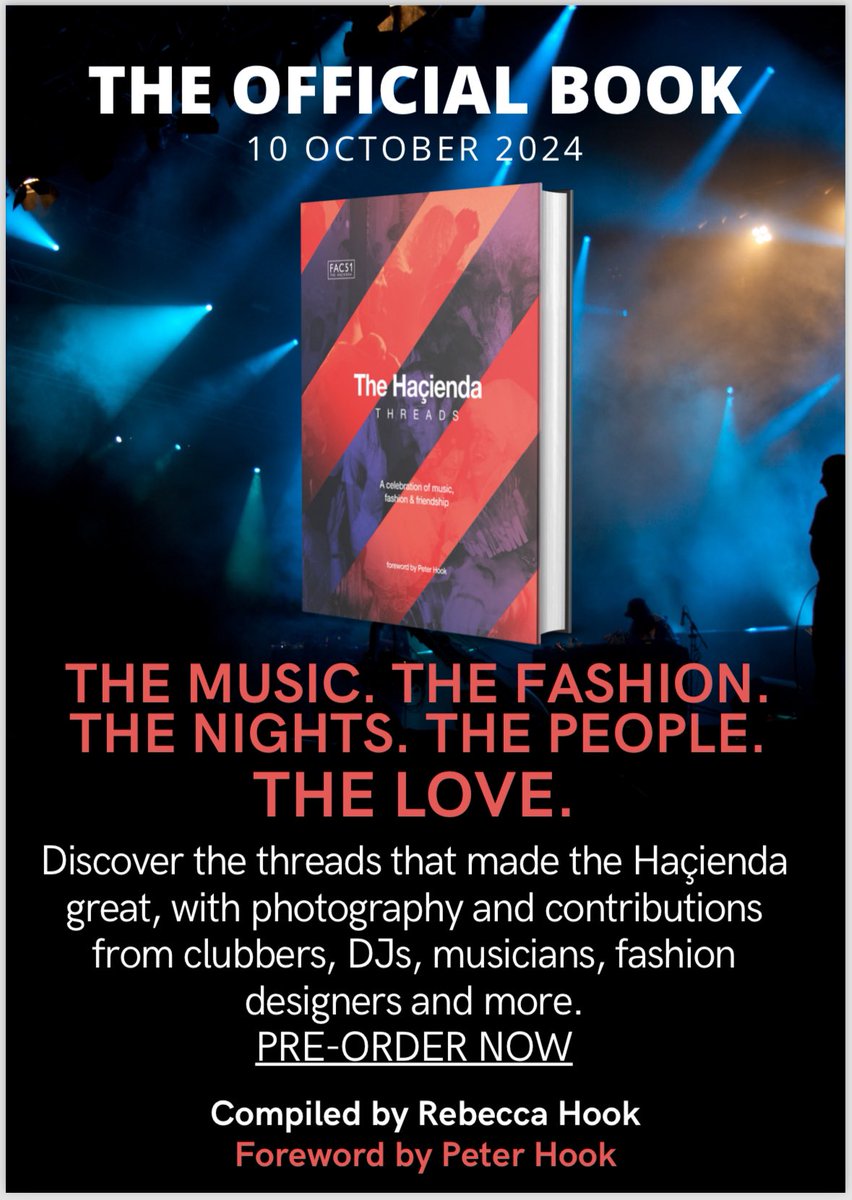 KCMANC's tweet image. For fans of all things Manc - a great collection of photos, flyers, interviews etc of Manchester’s first super club  - not supper club 😐 #Hacienda #FactoryRecords available wherever books are sold, online and irl