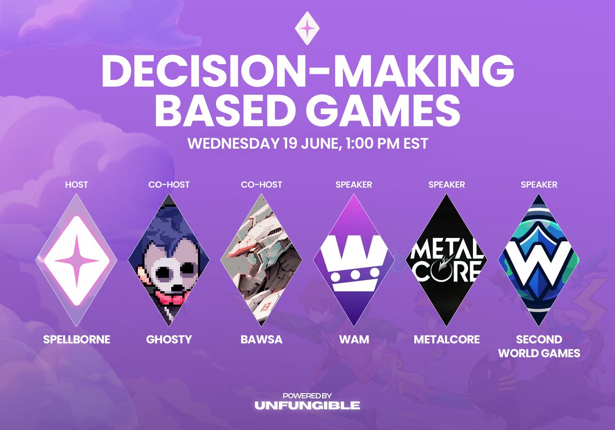 Decision-Making Based Games✨                          

Join us on Wednesday, as we dive in!

📅 June 19, 1 PM EST 
👇 Set your reminders below!