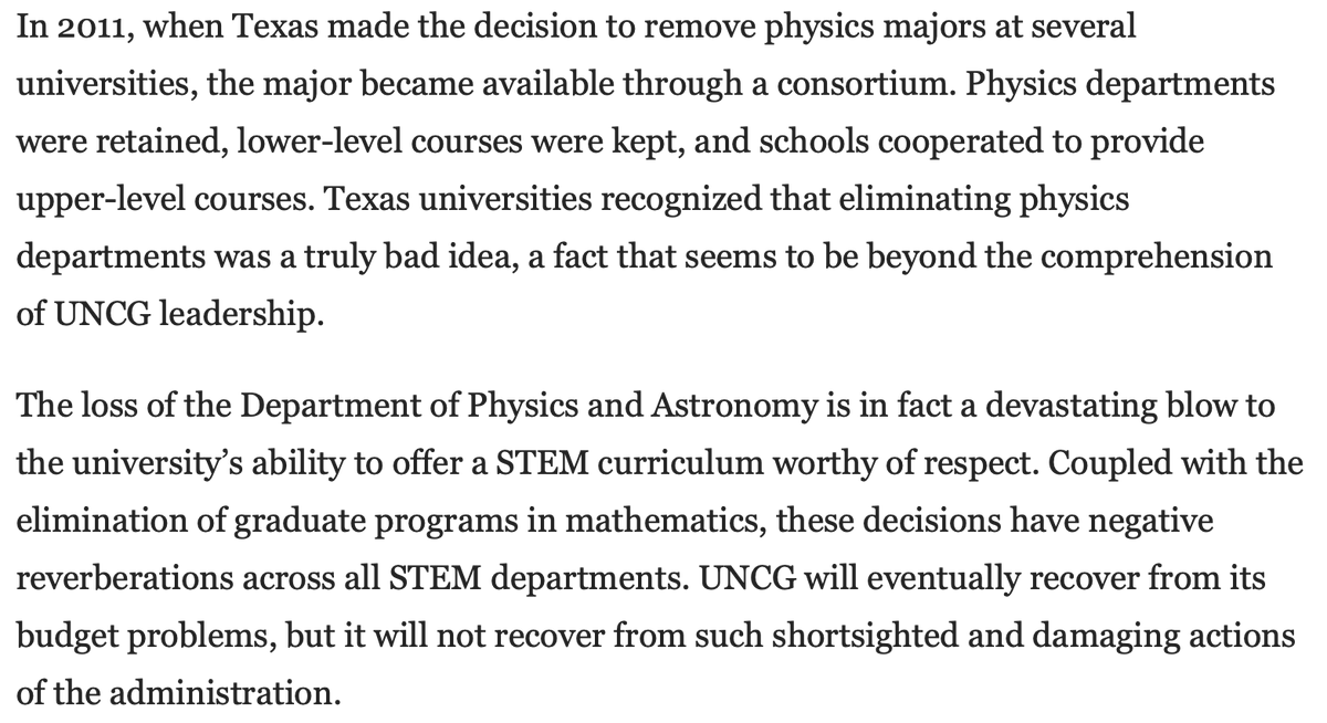 UNCG_AAUP's tweet photo. "UNCG will eventually recover from its budget problems, but it will not recover from such shortsighted and damaging actions of the administration." #savetheg https://t.co/ZqfGH9Hjnb