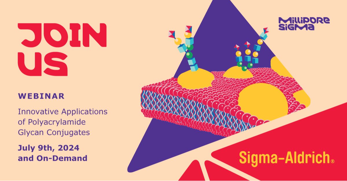mmlfields's tweet photo. Want to know more about the diverse applications of polyacrylamide glycan conjugates in #glycobiology? Join our webinar to discover how these versatile compounds are advancing drug discovery and disease research. #TeamMilliporeSigma https://t.co/EieQhb5l0p https://t.co/TvqVZrnrgj