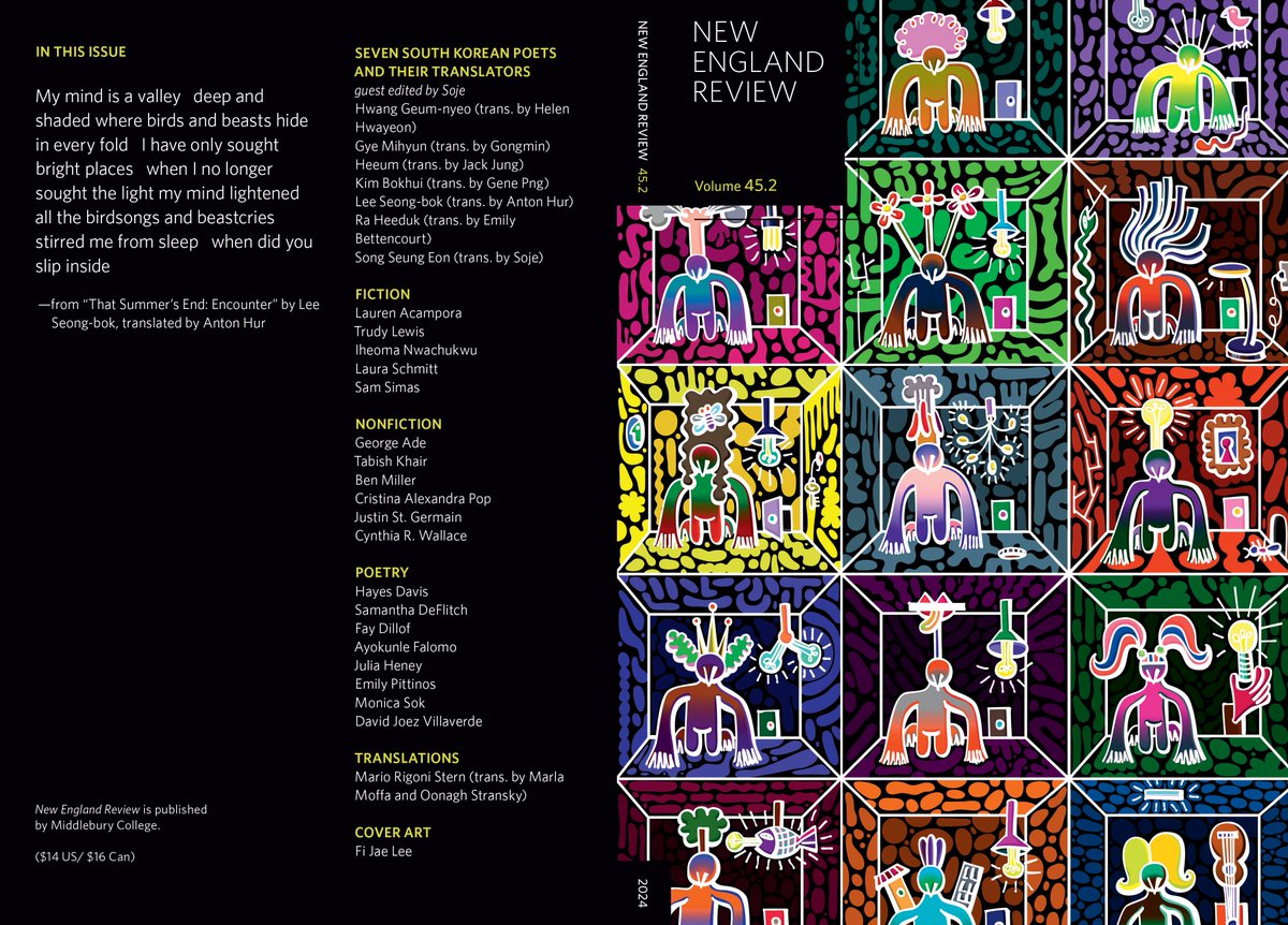The print edition of our red-hot summer issue is on its way to subscribers &amp; our online preview is now live! 

Issue 45.2 contains a folio of seven South Korean poets &amp; their translators, guest edited by Soje, &amp; much more.

Experience NER 45.2 &amp; subscribe: nereview.com/vol-45-no-2-20…