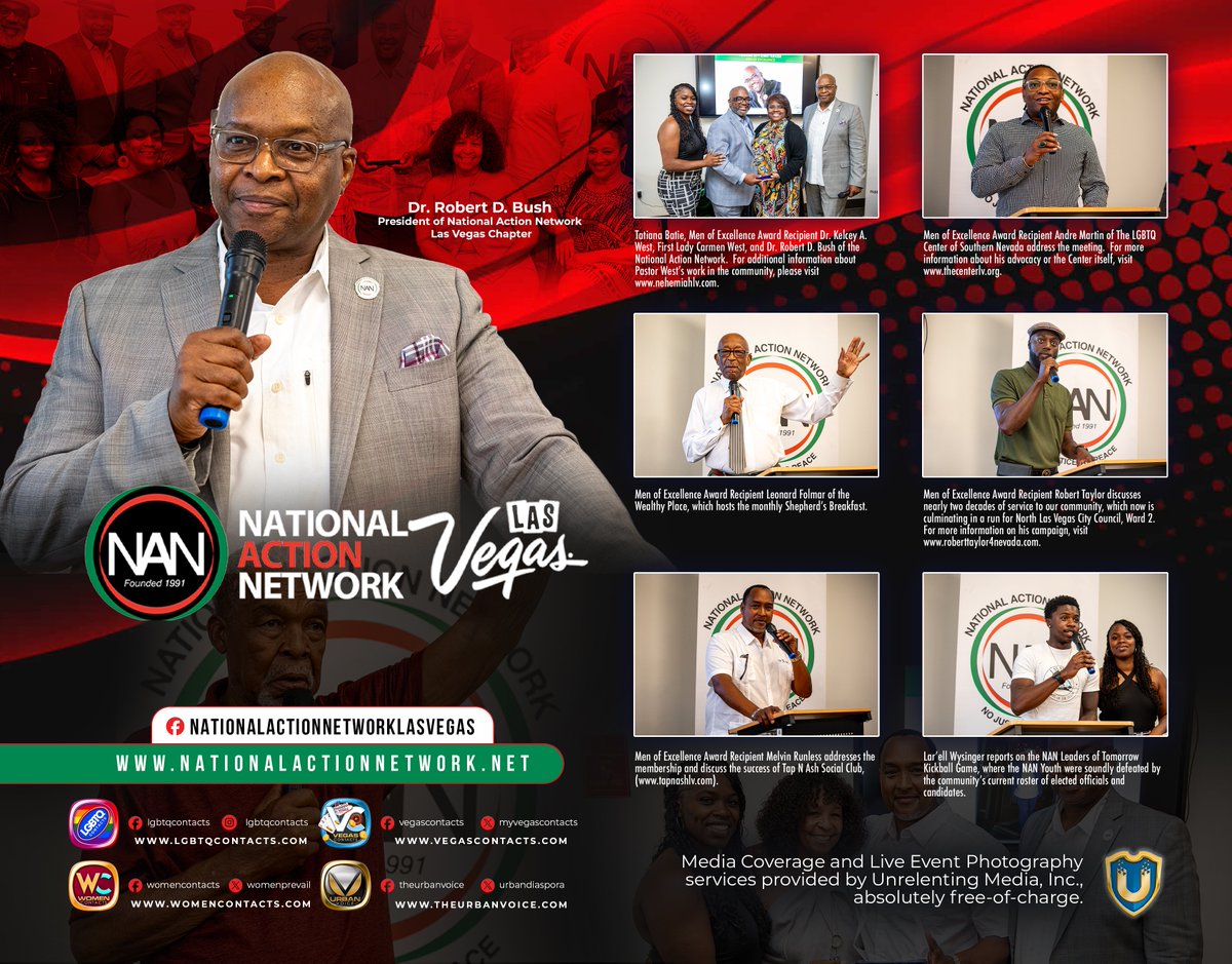 The National Action Network | Las Vegas Chapter is led by Dr. Robert Duane Bush. For more information on this organization, please visit their website at: nationalactionnetworklv.net