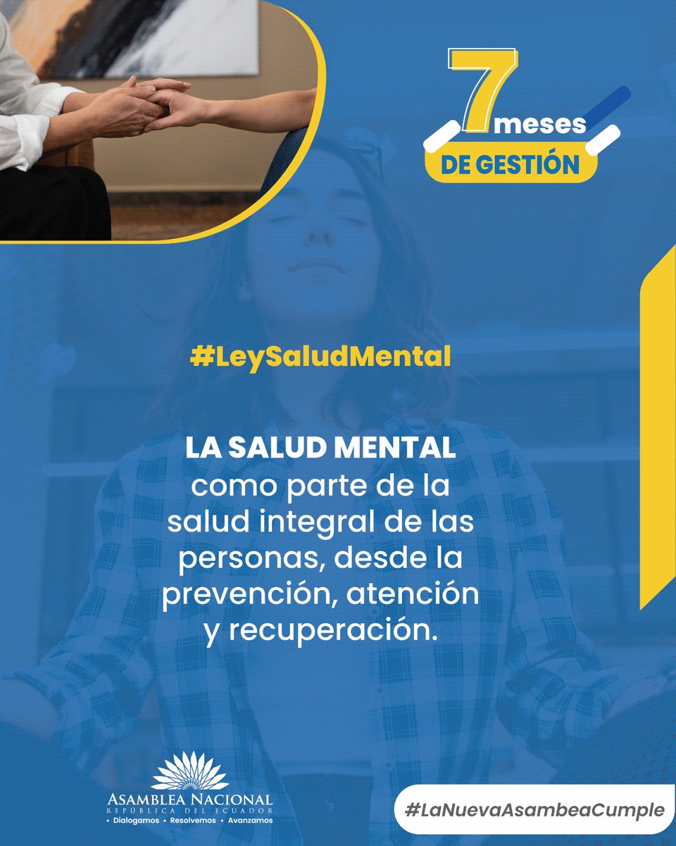 AsambleaEcuador's tweet photo. #Ley5 #LeySaludMental
Las personas tienen derecho a la atención gratuita, multidisciplinaria, especializada de calidad en los establecimientos de salud de la Red Pública Integral de Salud.
#LaNuevaAsambleaCumple #7MesesDeGestión https://t.co/irOsii1lTM