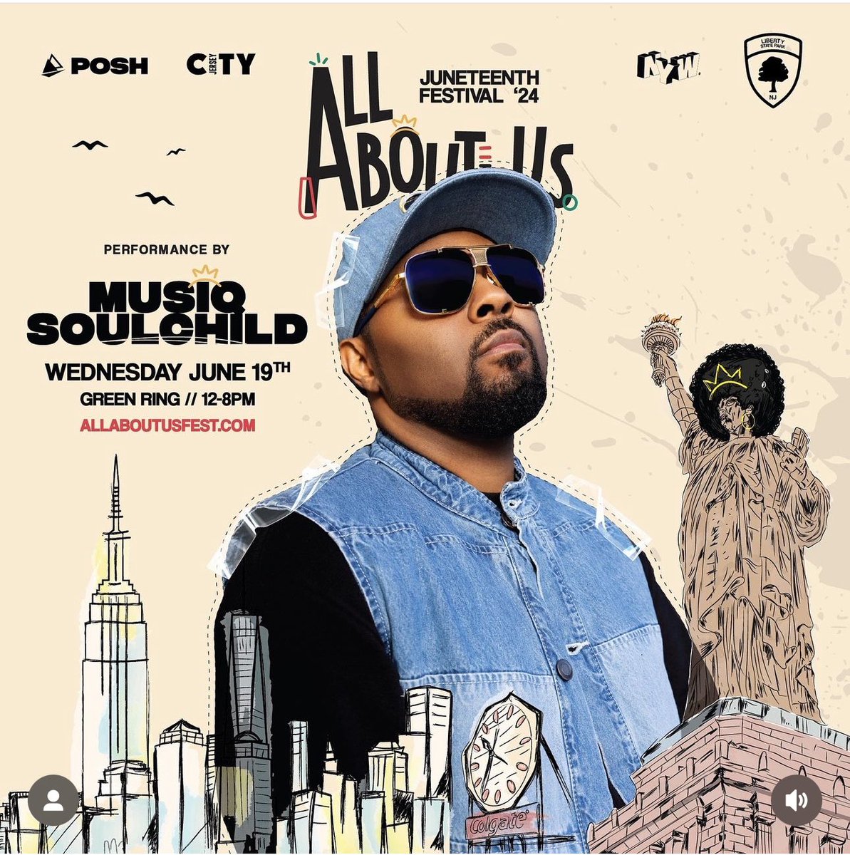 MusiqSoulchild's tweet photo. Juneteenth In NJ! Meet Me &amp;  Crystal Waters at the ALL ABOUT US JUNETEENTH FESTIVAL. Liberty State Park-Green Ring, NJ. @allaboutusfest https://t.co/NFKt2iJy0Z