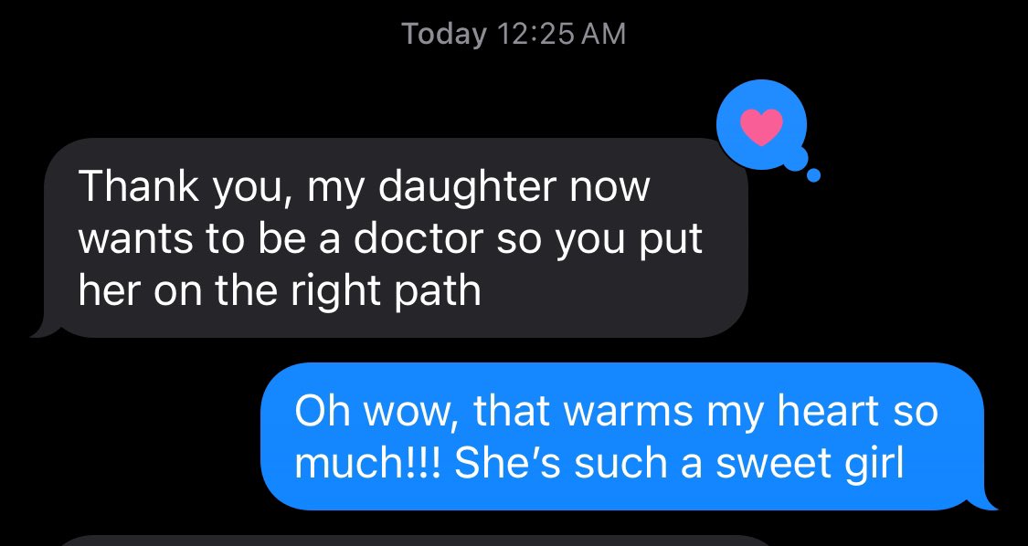 So I’m working the night shift last night, when one of our hospital execs brought his daughter in unexpectedly... He texted me this after they left and y’all. 🥺🫶🏽

This is why a lot of us do what we do… My heart is SO full today!