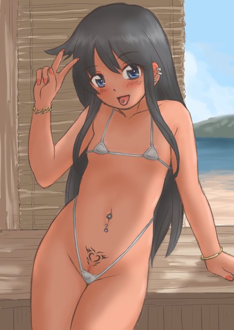 海の家で司令官がトイレに行っている隙に海水浴客の撮影要望に応じてしまう朝潮ちゃん 