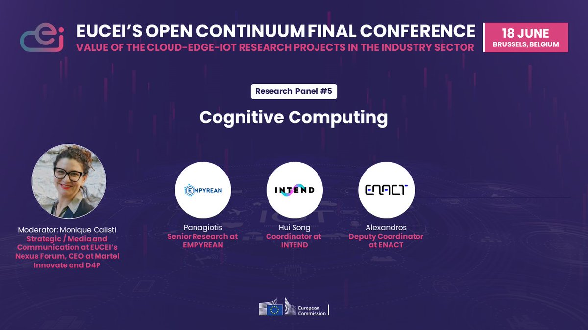 Join us tomorrow at the EUCEI Open Continuum Final Conference in Brussels! Alexandros Nizamis of ENACT speaks at 14:35 on "Cognitive Computing". #ENACT_horizon #EUCEI #IoT